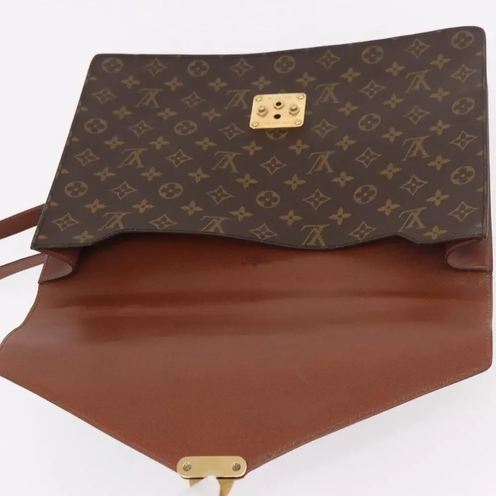 Louis Vuitton Monogram Porte Documents Bandouliere Business Bag Brown